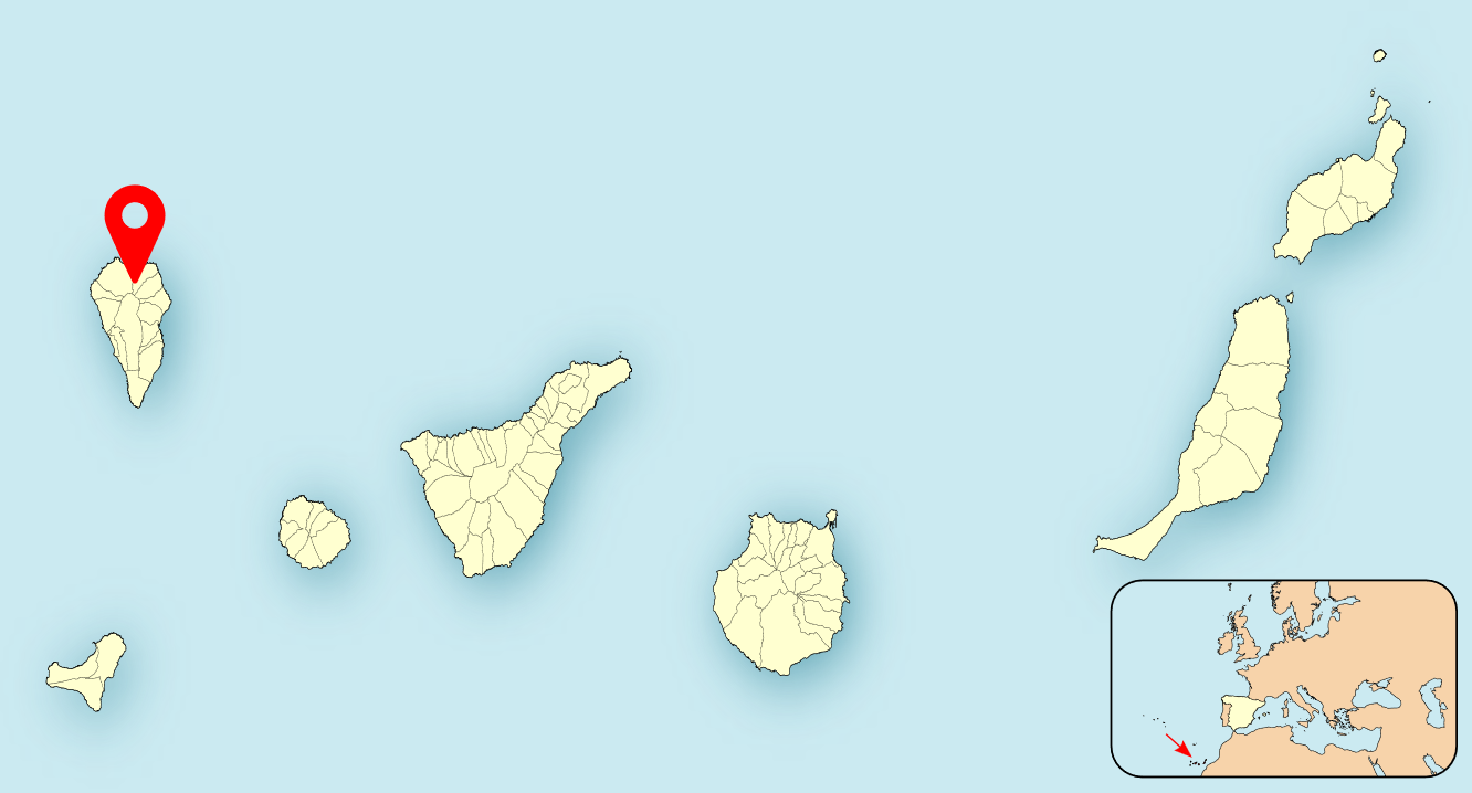 Map of the Canary Islands showing La Palma